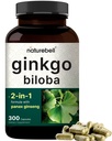 NatureBell Ginkgo Biloba with Panax Ginseng 300 Capsules – Max Strength Ginko Biloba Extract Supplements - Promotes Memory, Focus, and Brain Health*