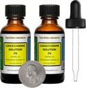 Lugol's Iodine / 2% Solution / 2 Oz in Two Amber Glass Bottles/Free Droppers/USA