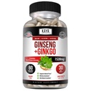 Kaya Naturals Red Panax Ginseng + Ginkgo Biloba - Nootropic Brain Supplement - Cognitive and Concentration Support - Brain Booster, Focus, and Memory Supplement - 60 Capsules