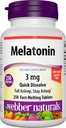Webber Naturals Melatonin 3 mg, Easy Dissolve, 250 Tablets, 100% Drug Free Sleep Aid for Adults, Gluten Free, Non-GMO, Suitable for Vegetarians