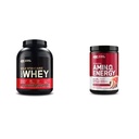 ON Gold Standard 100% Whey Protein Primary Source Isolate - Double Rich Chocolate 74 Servings + ON Amino Energy - BCAA, Amino Acids, Keto Friendly, Green Coffee Extract- Fruit Fusion, 30 Servings