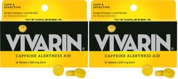 Vivarin, Caffeine Pills, 200mg Caffeine per Dose, Safely and Effectively Helps You Stay Awake, No Sugar, Calories or Hidden Ingredients, Energy Supplement, 16 Tablets (Pack of 2)