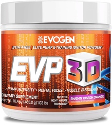Evogen EVP 3D - Stim Free Pre Workout Powder for Men & Women | Sugar Free Non Stim Preworkout with Beta Alanine and Creatine for Energy & Pump | Orange | 40 Servings