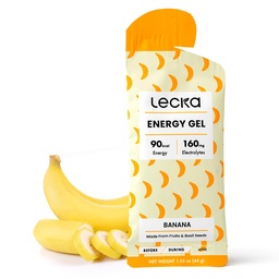Lecka Energy Gel, 12 Gels | for Endurance Exercise, Made with Real Fruits and Basil Seeds, Provides Natural Energy and Electrolytes (12 Gels, Banana)