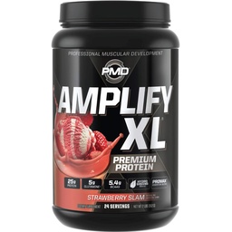 PMD Sports Amplify XL Premium Whey Protein Supplement Hydro Greens Blend - Glutamine and Whey Protein Matrix with Superfood for Muscle, Strength and Recovery - Strawberry Slam (24 Servings)