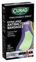 CURAD Performance Series IRONMAN Antibacterial Bandages, Extreme Hold Adhesive Technology, Extra Large Flexible Fabric Bandages for Cuts, Scrapes, & Burns, Assorted Colors, 2 x 4 inches, 10 Count