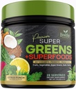 Greens Powder Superfood Supplement - Super Green Reds Smoothie Mix Blend with Spirulina, Wheat Grass, Chlorella, Beets, Probiotics, Natural Antioxidants - Vegan, Non-GMO - 28 Servings