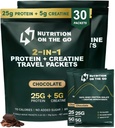Nutrition On The Go Whey Protein Isolate Packets with Creatine – 25g Protein + 5g Creatine – Single-Serve Travel Protein Powder – Chocolate (30-Pack)