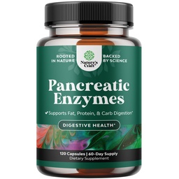 Natures Craft Pancreatin Digestive Enzymes for Digestive Health - Pancreatic Enzymes for Humans with Fat Carb and Protein Women and Men - Protease Amylase & Lipase Digestion -120ct
