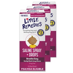 Little Remedies Sterile Baby Saline Nasal Spray and Drops, 0.5 Fl Oz, 3 Pk