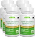 Igennus Fast Action Digestive Enzymes & Betaine HCl, 10 Broad Spectrum Enzymes with Protease, Lipase & Lactase, Papain & Bromelain, Plant-Based Vegan, Clean Label, for Women and Men, 6 Pack