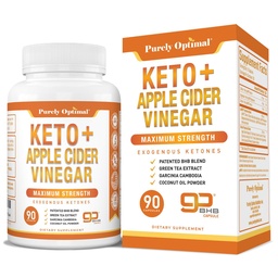Purely Optimal Keto BHB & Apple Cider Vinegar Capsules - Exogenous Ketones Supplement with The Mother for Ketosis Support, Healthy Lifestyle & Overall Well-Being - 90 Capsules