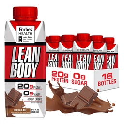 LABRADA NUTRITION - Lean Body RTD Whey Protein Shake, Convenient On-The-Go Meal Replacement Shake for Men & Women, 20 grams of Protein – Zero Sugar, Lactose & Gluten Free, Chocolate (Pack of 16)