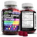 Clean Nutra Melatonin Gummies 10mg | Sleep Aid Valerian Root L-Theanine Vitamin B6 C Lemon Balm Magnesium Hibiscus Beta Carotene Saffron & Chamomile Rest Support Supplement Raspberry Flavor