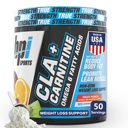 BPI Sports CLA+Carnitine – CLA L Carnitine & Linoleic Acid – L Carnitine Supplement for Weight Loss, Metabolism & Lean Muscle – Caffeine Free – Fruit Punch – 50 Servings – 12.34 oz
