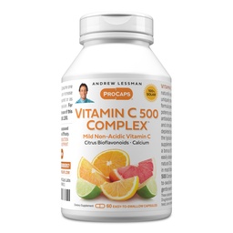 ANDREW LESSMAN Vitamin C 500 Complex 60 Capsules - Non-Acidic Vitamin C Plus Citrus Bioflavonoids for Immune System and Anti-Oxidant Support, No Stomach Upset, Small Easy to Swallow Capsules