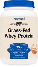 Nutricost Grass-Fed Whey Protein Concentrate (Unflavored) 2LBS - Undenatured, Non-GMO, Gluten Free