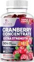 Cranberry Gummies - Urinary Tract Health Support Gummy - Cranberry Extract Supplement Helps Cleanse, Cran Berry Gummy Supplement With Vitamin C, Chewable Cran for Women and Men - 60 Gummies
