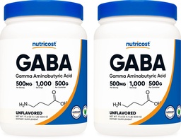 Nutricost Pure GABA (Gamma Aminobutyric Acid) Powder (500 Grams/1.1 pounds) (2 Pack)