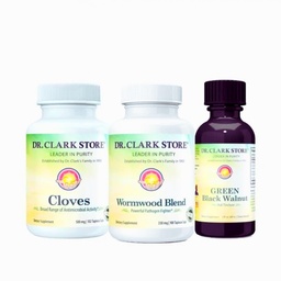 Dr Clark Store Intestine Support & Cleanse Kit - with Original Green Tincture from Black Walnut Hulls, Wormwood, and Cloves-Helps Maintain Optimum Intestinal Function - Vegetarian Capsules