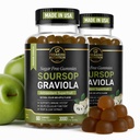 Soursop Leaves & Soursop Fruit Gummies - 3000mg Soursop Extract - 2 Pack Graviola Supplement - Soursop Fruit and Leaf - 120ct - Sugar-Free - Gluten Free – Non-GMO – Vegan Friendly