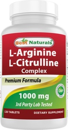 Best Naturals L-Arginine L-Citrulline Complex 1000 mg 120 Tablets