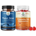 Bundle of Water Away Herbal Diuretic Pills High Strength with Dandelion Leaf Extract & Green Tea for Bloating Relief and Potent Vitamin B6 Gummies - 50mg Per Serving for Immune Nerve & Mood Support
