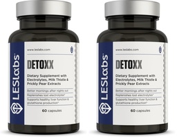 LES Labs DeToxx – Better Mornings & Recovery, Liver Support, Electrolyte Replenishment & Glutathione Support – Prickly Pear, Milk Thistle & NAC – Non-GMO Supplement – 60 Capsules (Pack of 2)