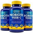 Probiotics for Women and Men with Natural Lactase Enzyme & Prebiotic Fiber for Digestive Health - 80percent + Stronger Supplement for Gut Health Support - 3 Count of 60 Tablets