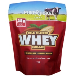 Pure Choice Chocolate Whey Protein Isolate Powder, 28g Protein, Undenatured Whey, 3 Ingredients, No Fillers Or Artificial Sweeteners (Chocolate, 2 lb)