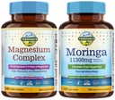 Terranics Magnesium Complex & Moringa Capsules Bundle - 500mg 5 Forms Magnesium Glycinate Citrate Malate Aspartate Gluconate + 11300mg Pure Moringa Leaf Powder, 240 Caps + 120 Caps