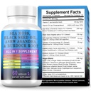 Sea Moss Black Seed Oil Ashwagandha Turmeric Bladderwrack Burdock, Elderberry Manuka Dandelion, Burdock Root Turmeric Vitamin D3 Chlorophyll - 60 Capsules