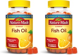 Nature Made Fish Oil Omega 3 Gummies,Omega 3 Fish Oil Supplements,Healthy Heart Support,90 Gummies,45 Day Supply,(Pack of 2)