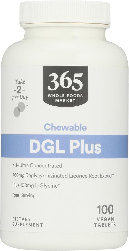 DGL Plus Chewable Tablets - 100 Count | 365 by Whole Foods