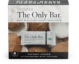 Truvani Plant Based Snack Bars | Coconut Cashew 4 Pack | 5g Protein | USDA Organic and Vegan | The Only Bar | Dairy, Soy, and Gluten Free | Individually Wrapped