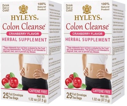 Hyleys Colon Cleanse Tea Cranberry Flavor - 25 Tea Bags (2 Pack)