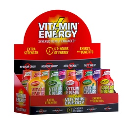 Vitamin Energy Extra Strength Energy Shot Variety Pack 10 Pack, 260mg Natural Caffeine, B-Vitamins, NALT, Rhodiola, Focus, Immunity & Strength Support, Zero Sugar, Vegan, 1.93 fl oz