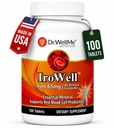 Irowell Iron Tablets 65mg – 100 Tablets for a Full 100-Day Supply Ferrous Fumarate for Energy, Muscle Strength & Immunity – Iron Supplement for Men & Women