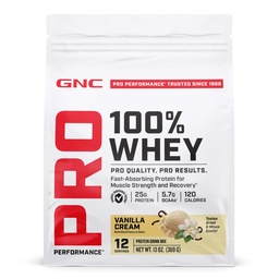 GNC Pro Performance 100% Whey Protein Powder 2.0, Fast Absorbing for Muscle Strength and Recovery, Vanilla, 12 Servings