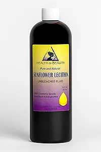 Lecithin Sunflower Unbleached Fluid Liquid Emulsifier Emollient Stabilizer Pure 16 oz