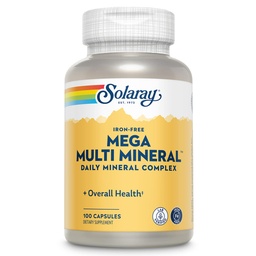 SOLARAY Mega Multi Mineral Daily Complex - Supplement for Women and Men, Contains Trace Minerals, Electrolytes, Selenium, Iodine, Boron, Zinc, Calcium, Iron-Free - 100 Ct Veg Caps