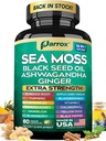 Sea Moss, Black Seed Oil, Ashwagandha, Turmeric, Chlorophyll, Dandelion, Ginger, Vitamin D3, Black Pepper, Elderberry, ACV, Yellow Dock, Burdock Root, Manuka, Vitamin C, Bladderwrack (60 Caps)