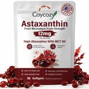 Astaxanthin 12mg Natural 90 Softgels Astaxanthin Supplement Antioxidant Support Eye Skin Health | Internal Circulation,3 Month Supply| Non-GMO,Gluten-Free,No Soy (90 Count (Pack of 1))