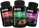 Organic Superfood Greens & Fruit Supplements - Liver Kidney Cleanse Detox Support Supplement - Green Veggie Powder Blend Vegetable Foods & Help Repair Kidneys, Bladder Control & Urinary Tract Health