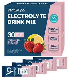 Venture Pal High Sodium Sugar Free Electrolytes Powder Packet, Zero Calories Hydration Packets with Vitamin, Sodium, Potassium & Magnesium, Electrolyte Drink Mix, Vegan, Keto Friendly, 30 Count