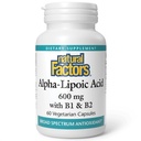 Natural Factors Alpha-Lipoic Acid with B1 & B2 - Antioxidant Support* - Non-GMO - 60 Vegetarian Capsules