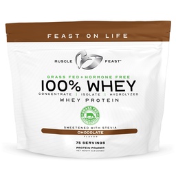Muscle Feast 100% Grass Fed Whey Protein Powder, All Natural Hormone Free Paure Raised Whey Protein Powder for Women & Men- Whey Concentrate, Isolate & Hydrolyzed Protein Powder Blend - Chocolate, 5lb