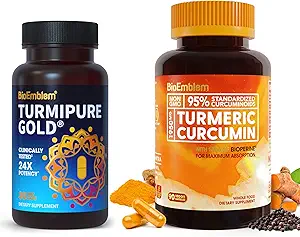 BioEmblem Turmeric Curcumin Supplement with BioPerine Turmeric Curcumin with Clinically Studied TurmiPure