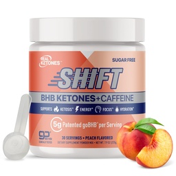 Real Ketones BHB Exogenous Ketones Energy Powder Sugar Free Electrolyte Powder with 4 Main Fasting Electrolytes & Hydrating Patented BHB Ketones for Energy & Focus (Peach, 30 Servings)