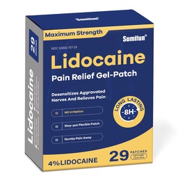 Sumifun 4% Lidocaine Pain Relief Patches - OTC Maximum Strength – Flexible & Long-Lasting, 29-Count Lidocaine Patches for Back, Neck, Muscle, Joint Pain- Unscented Pain Patch